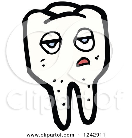 Clipart of a Bored Tooth - Royalty Free Vector Illustration by lineartestpilot