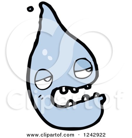 Clipart of a Bored Water Drop - Royalty Free Vector Illustration by lineartestpilot