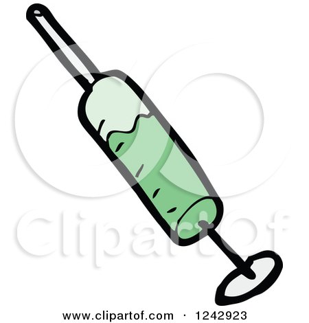 Clipart of a Syringe with Green Liquid - Royalty Free Vector Illustration by lineartestpilot