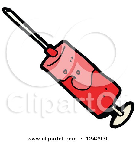 Clipart of a Syringe with Blood - Royalty Free Vector Illustration by lineartestpilot