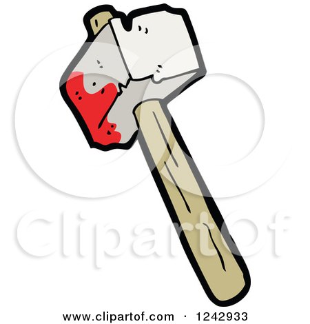 Clipart of a Bloody Stone Hammer - Royalty Free Vector Illustration by lineartestpilot