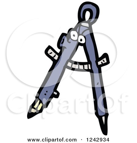 Clipart of a Whistling Drawing Compass - Royalty Free Vector Illustration by lineartestpilot