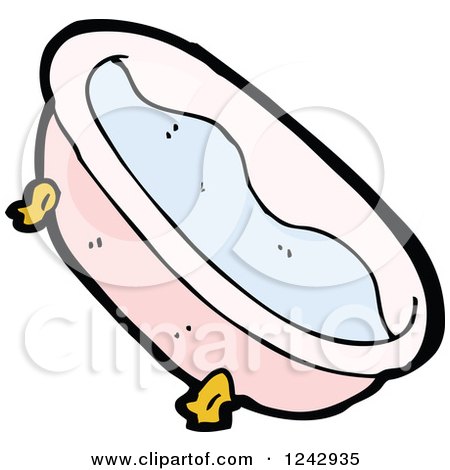 Clipart of a Tilted Pink Bath Tub Full of Water - Royalty Free Vector Illustration by lineartestpilot
