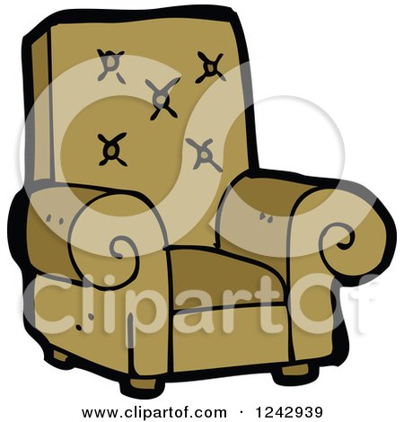 Clipart of a Brown Arm Chair - Royalty Free Vector Illustration by lineartestpilot