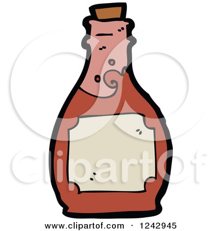 Clipart of a Red Bottle of Liquid - Royalty Free Vector Illustration by lineartestpilot