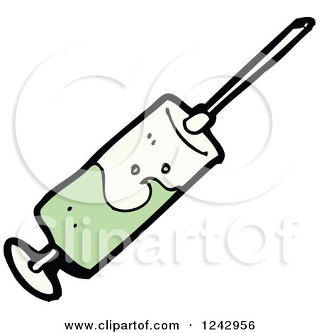 Clipart of a Syringe with Green Liquid - Royalty Free Vector Illustration by lineartestpilot