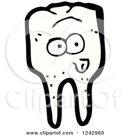 Clipart of a Whistling Tooth - Royalty Free Vector Illustration by lineartestpilot