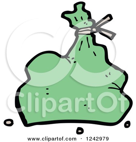 Clipart of a Green Trash Bag - Royalty Free Vector Illustration by lineartestpilot
