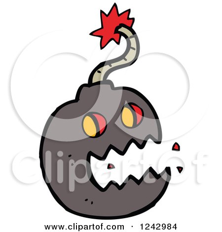 Clipart of a Screaming Bomb - Royalty Free Vector Illustration by lineartestpilot