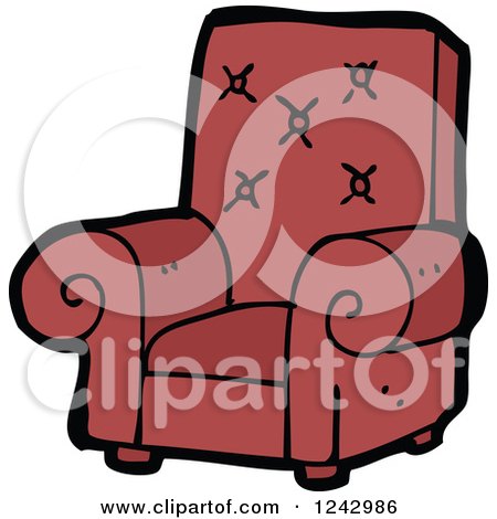 Clipart of a Red Arm Chair - Royalty Free Vector Illustration by lineartestpilot