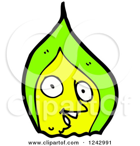 Clipart of a Happy Green Flame - Royalty Free Vector Illustration by lineartestpilot