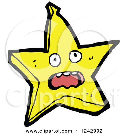 Clipart of a Shouting Yellow Star Character - Royalty Free Vector Illustration by lineartestpilot
