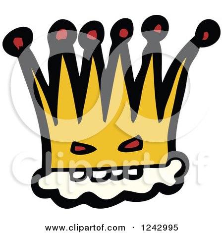 Clipart of a Gold Crown with an Evil Face - Royalty Free Vector Illustration by lineartestpilot