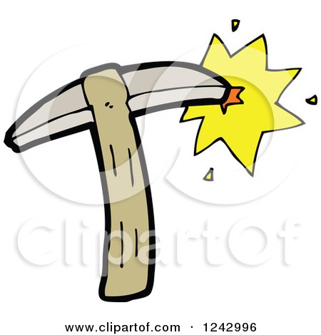 Clipart of a Pickaxe Making Contact - Royalty Free Vector Illustration by lineartestpilot