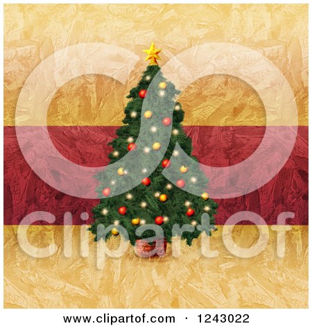 Clipart of a Painted Christmas Tree over Texture - Royalty Free Illustration by lineartestpilot