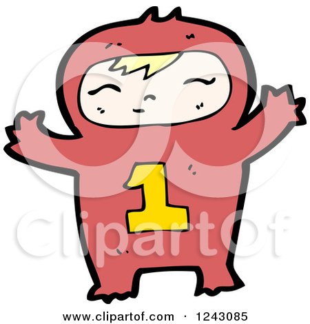Clipart of a Happy Blond Baby in a Red 1 Suit - Royalty Free Vector Illustration by lineartestpilot