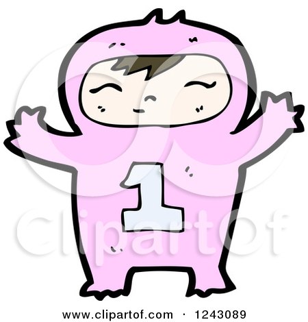 Clipart of a Happy Brunette Baby in a Pink 1 Suit - Royalty Free Vector Illustration by lineartestpilot