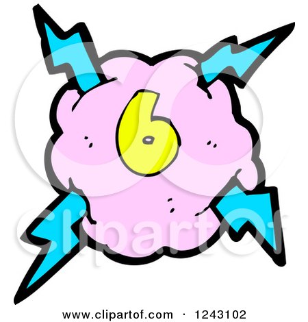 Clipart of a Cloud 6 Burst - Royalty Free Vector Illustration by lineartestpilot