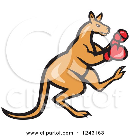 Clipart of a Cartoon Kangaroo in Boxing Gloves - Royalty Free Vector Illustration by patrimonio