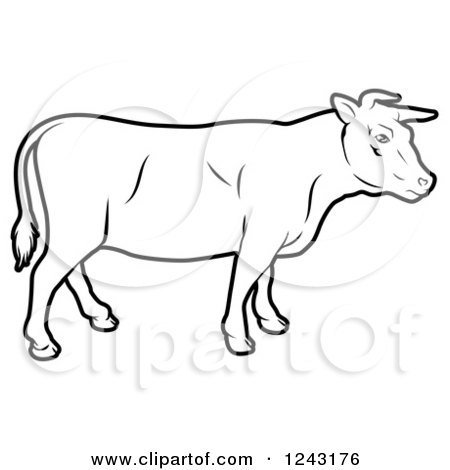 Clipart of a Black and White Cow in Profile - Royalty Free Vector Illustration by AtStockIllustration
