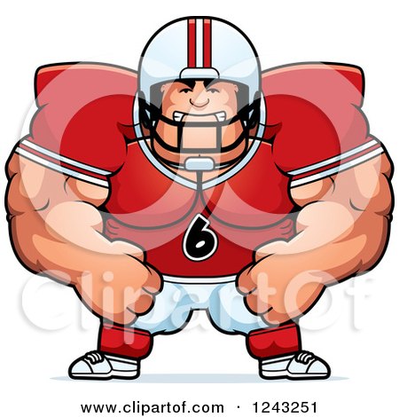 Clipart of a Mad Brute Muscular Football Player - Royalty Free Vector Illustration by Cory Thoman