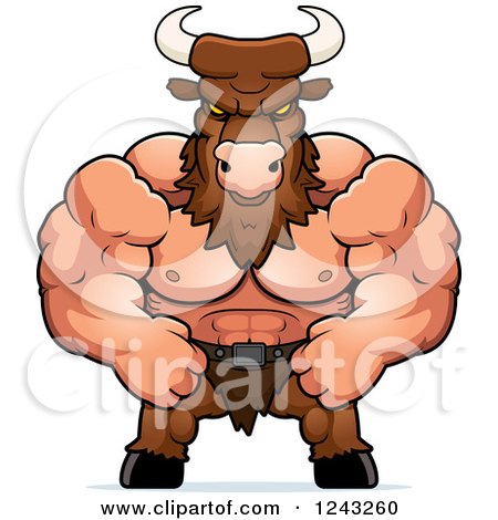 Clipart of a Muscular Brute Minotaur - Royalty Free Vector Illustration by Cory Thoman