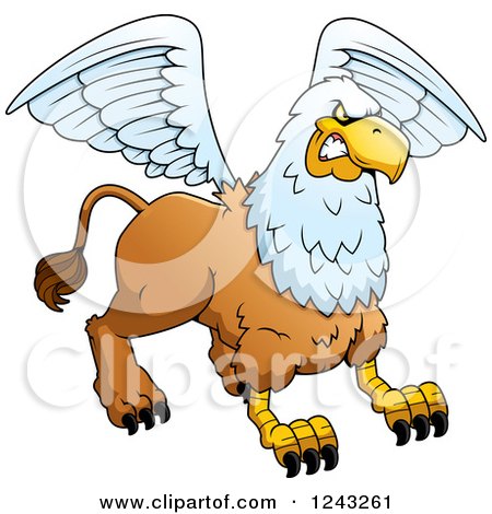 Clipart of a Defensive Aggressive Griffin - Royalty Free Vector Illustration by Cory Thoman