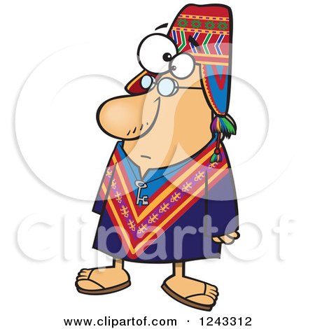 Clipart of a Cartoon Peruvian Man - Royalty Free Vector Illustration by toonaday