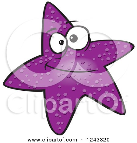 Clipart of a Purple Cartoon Skeptical Starfish - Royalty Free Vector Illustration by toonaday