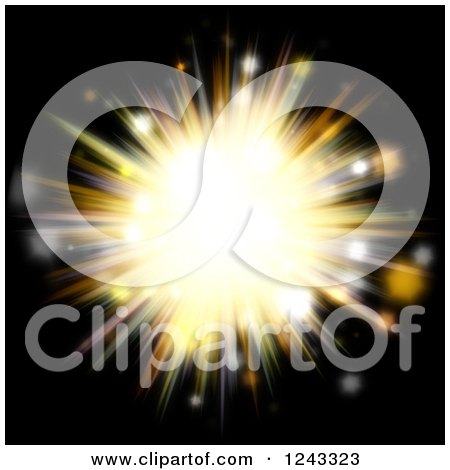 Clipart of a Golden Burst of Light over Black - Royalty Free Illustration by Arena Creative