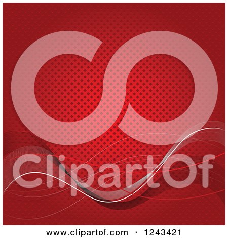 Clipart of a Red Background with Waves - Royalty Free Vector Illustration by Pushkin