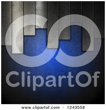 Clipart of a 3d Blue Background with Metal Plates - Royalty Free Illustration by KJ Pargeter