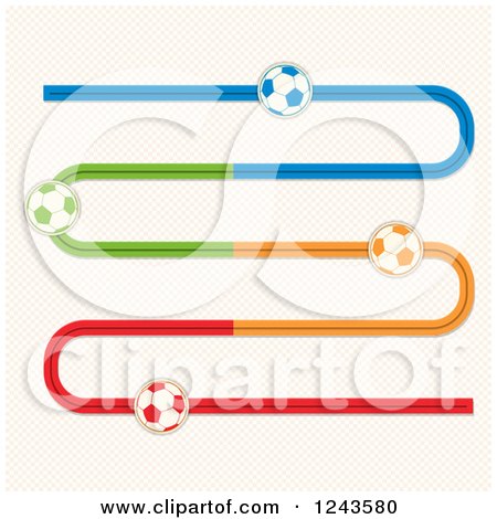 Clipart of Colorful Soccer Ball and Curve Buttons - Royalty Free Vector Illustration by elaineitalia