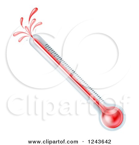 Clipart of a Hot Thermometer Exploding from the End - Royalty Free Vector Illustration by AtStockIllustration