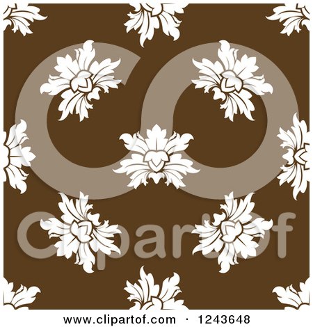 Clipart of a Seamless Background Pattern of Brown Damask Floral 3 - Royalty Free Vector Illustration by Vector Tradition SM