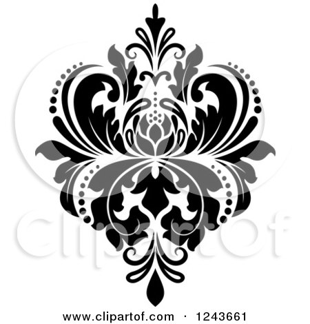 Clipart of a Black and White Arabesque Damask Design 21 - Royalty Free Vector Illustration by Vector Tradition SM
