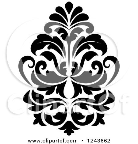 Clipart of a Black and White Arabesque Damask Design 22 - Royalty Free Vector Illustration by Vector Tradition SM