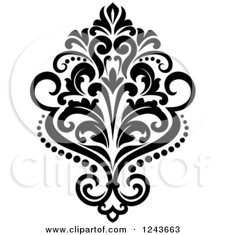 Clipart of a Black and White Arabesque Damask Design 23 - Royalty Free Vector Illustration by Vector Tradition SM