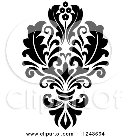Clipart of a Black and White Arabesque Damask Design 25 - Royalty Free Vector Illustration by Vector Tradition SM