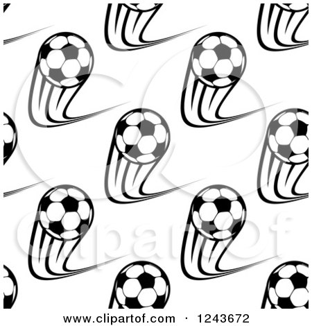 Clipart of a Seamless Background Black and White Flying Soccer Balls 3 - Royalty Free Vector Illustration by Vector Tradition SM