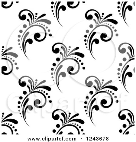 Clipart of a Seamless Background Pattern of Black and White Flourishes - Royalty Free Vector Illustration by Vector Tradition SM