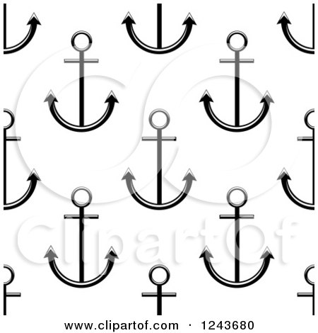 Clipart of a Seamless Background Pattern of Black and White Anchors 4 - Royalty Free Vector Illustration by Vector Tradition SM