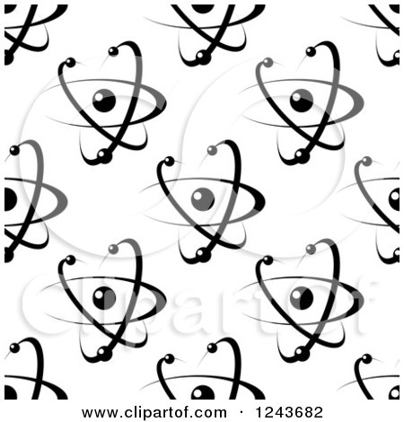 Clipart of a Black and White Seamless Atom and Molecule Pattern 7 - Royalty Free Vector Illustration by Vector Tradition SM