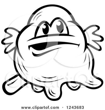 Clipart of a Black and White Chubby Amoeba - Royalty Free Vector Illustration by Vector Tradition SM