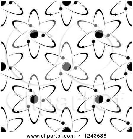 Clipart of a Black and White Seamless Atom and Molecule Pattern 8 - Royalty Free Vector Illustration by Vector Tradition SM