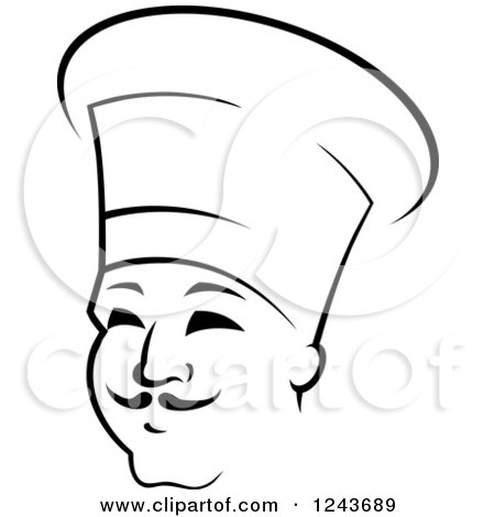 Clipart of a Happy Black and White Male Chef Wearing a Toque Hat 25 - Royalty Free Vector Illustration by Vector Tradition SM