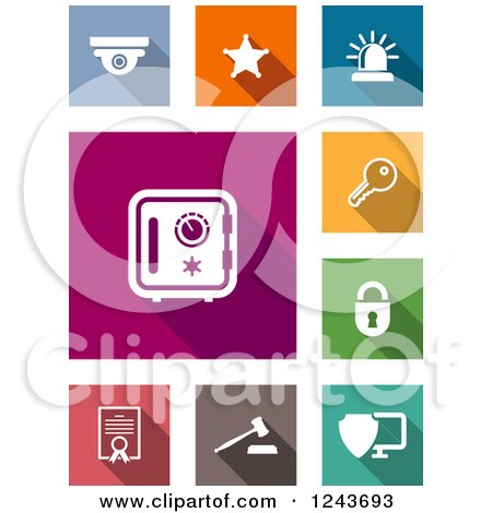 Clipart of Colorful Square Security Icons - Royalty Free Vector Illustration by Vector Tradition SM