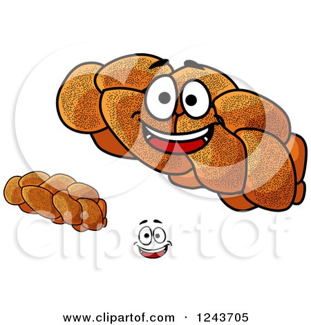 Clipart of a Happy Smiling Plaited Poppy Seed Bread Character - Royalty Free Vector Illustration by Vector Tradition SM