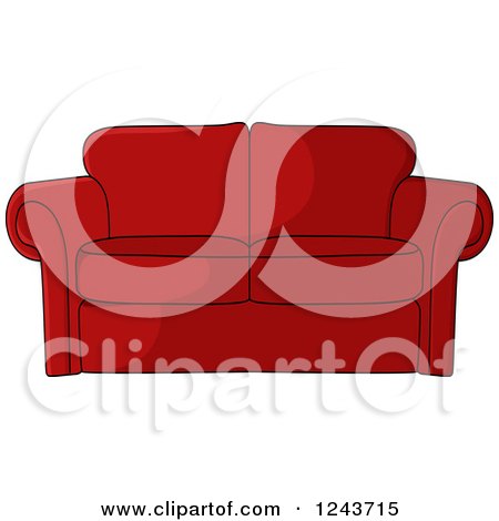 Clipart of a Cartoon Red Sofa - Royalty Free Vector Illustration by Vector Tradition SM