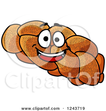 Clipart of a Smiling Plaited Poppy Seed Bread Character - Royalty Free Vector Illustration by Vector Tradition SM